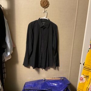 INC International Concepts Black Casual Button Down Shirt